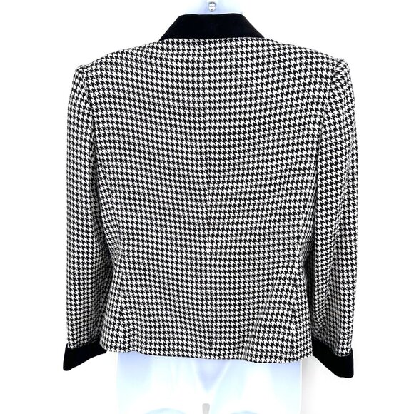 VINTAGE MORGAN MILLER HOUNDSTOOTH BLAZER JACKET W/ VELVET COLLAR/CUFFS - Picture 4 of 6